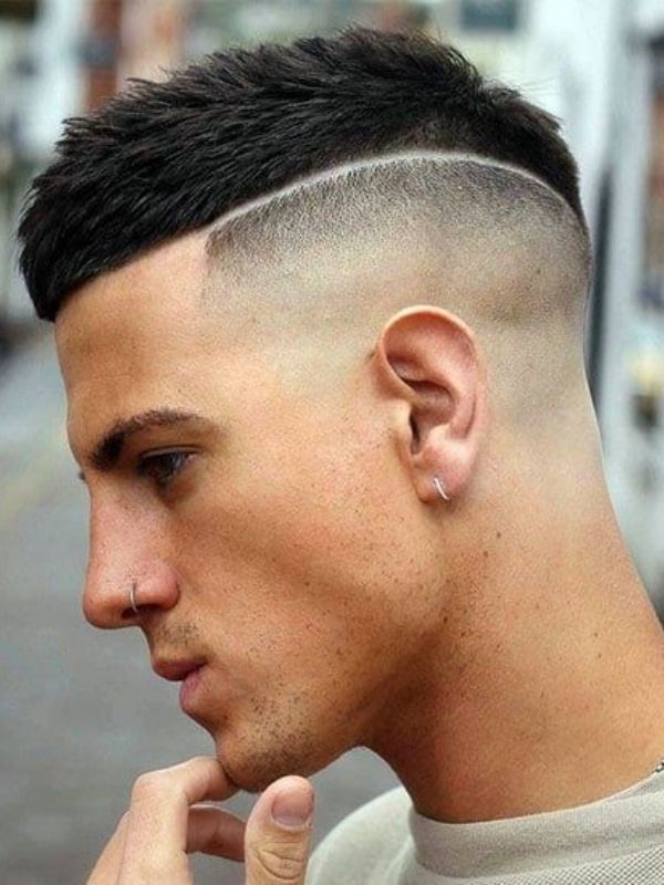 Bald Fade with Shaved Part