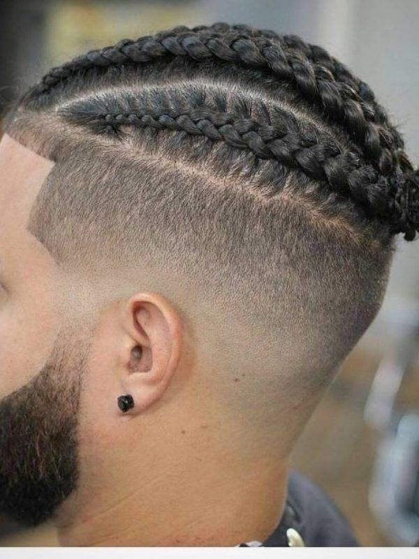 Box Braids with Mid Taper Fade