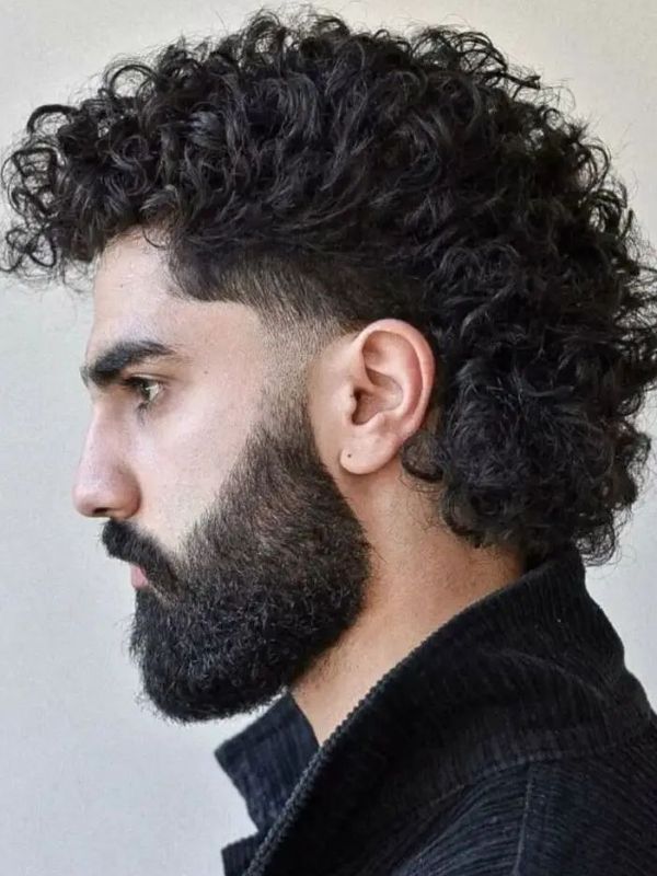Curly Fade with Full Beard