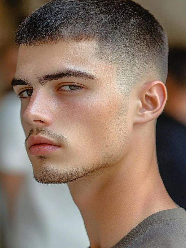 Geometric Buzz Cut Modern K-pop Influence