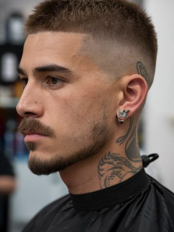 Long Buzz Cut with High Skin Fade