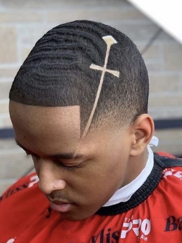 Shaved Cross and Tribal Designs