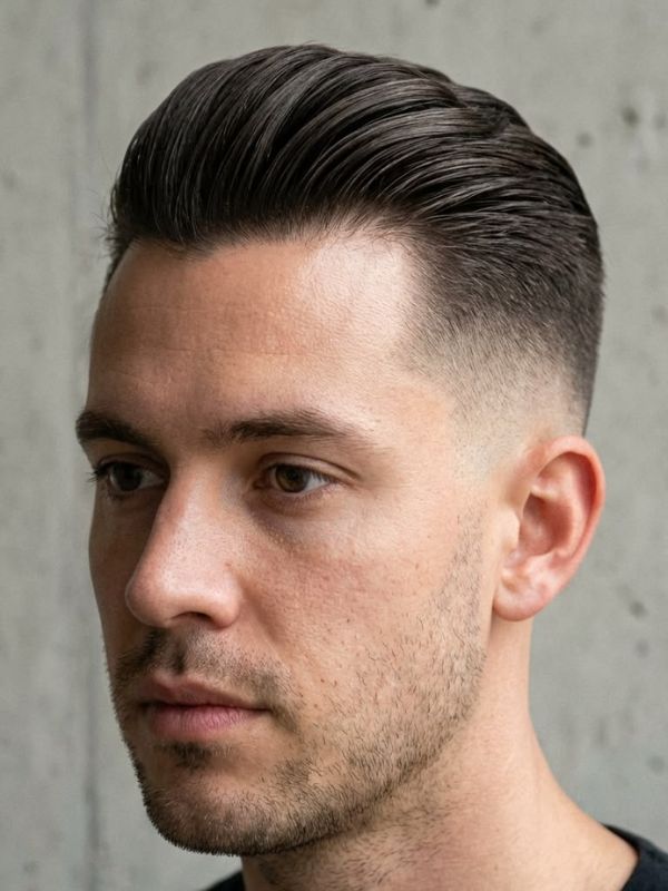 Slicked-Back Long Top with Skin Fade