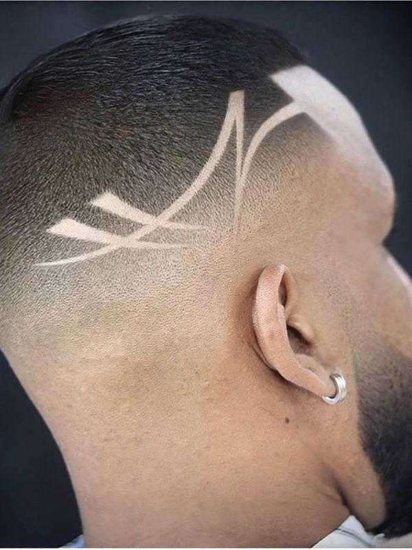 Taper Fade with Shaved Designs