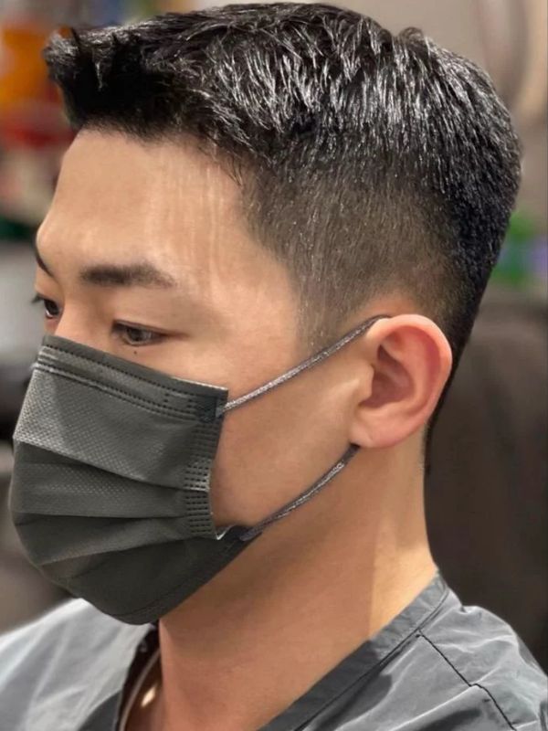 Low taper fade buzz cut straight hair