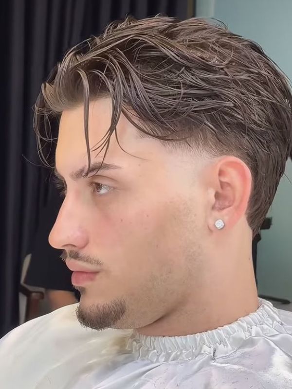 Slicked-Back Long Top Low Taper Fade