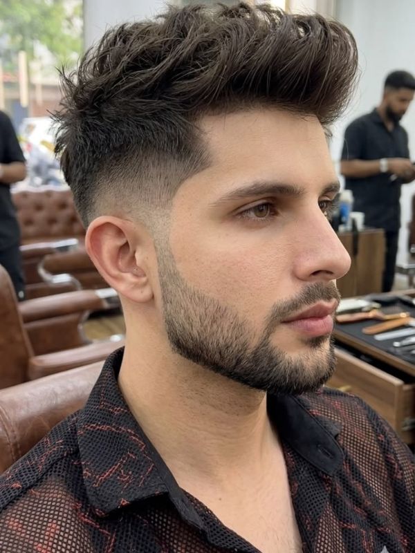 Textured Messy Long Top Low Taper Fade