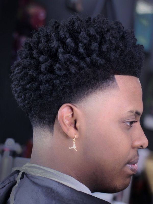 High Taper Fade Afro for Black Men
