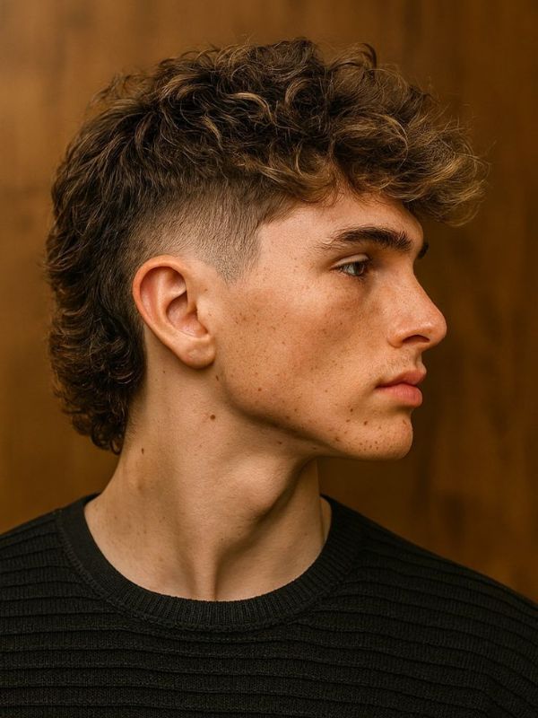 Low Fade Curly Mullet