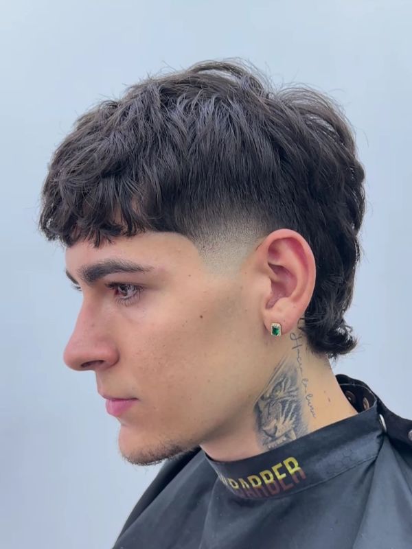 Low Taper Fade Textured fringe mullet
