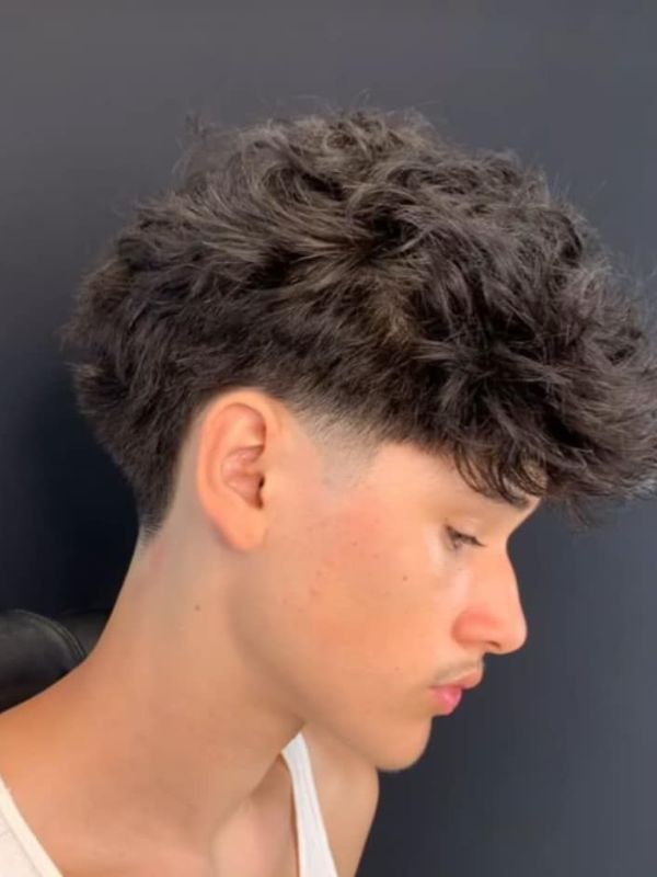 Messy Textured Fringe Low Taper Fade