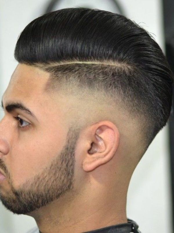 Mid Burst Fade Comb Over