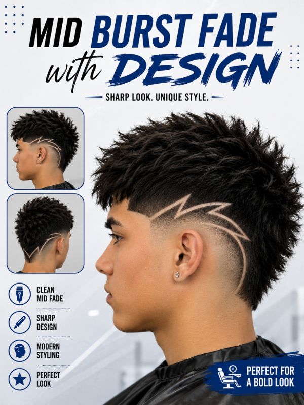 Mid Burst Fade with Design