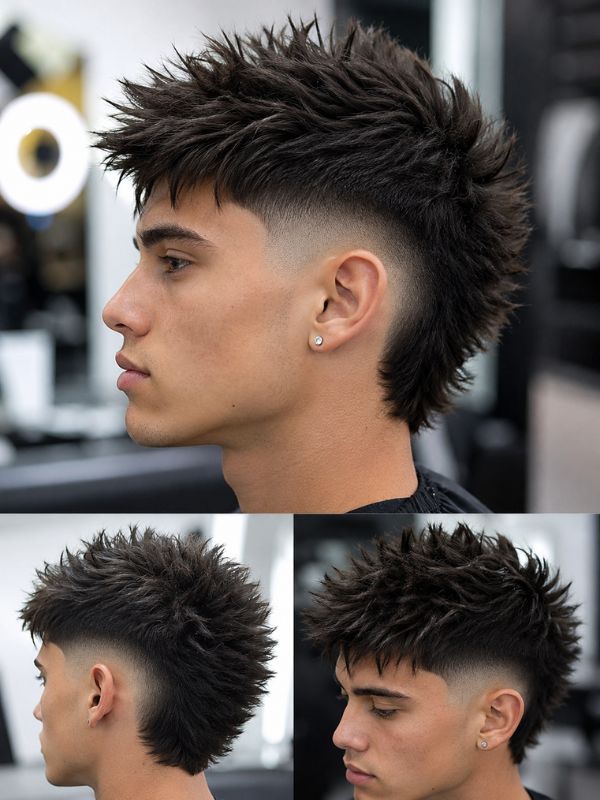 Mid Burst Fade with Spiky Hair