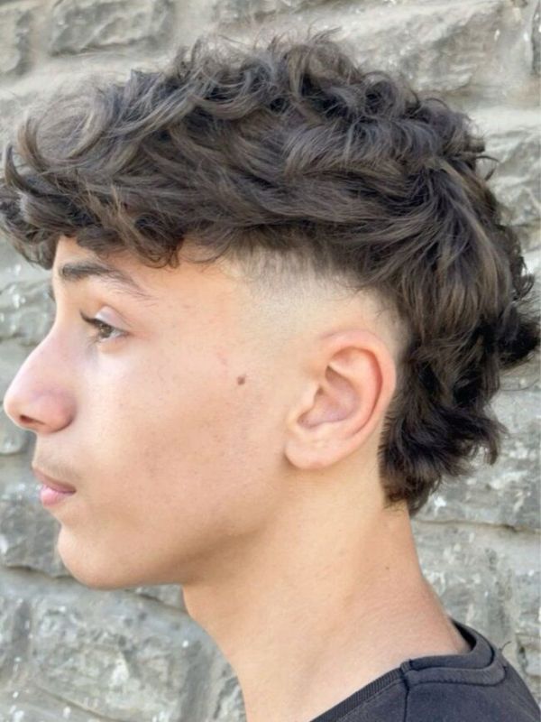 Short Curly Mullet Fade