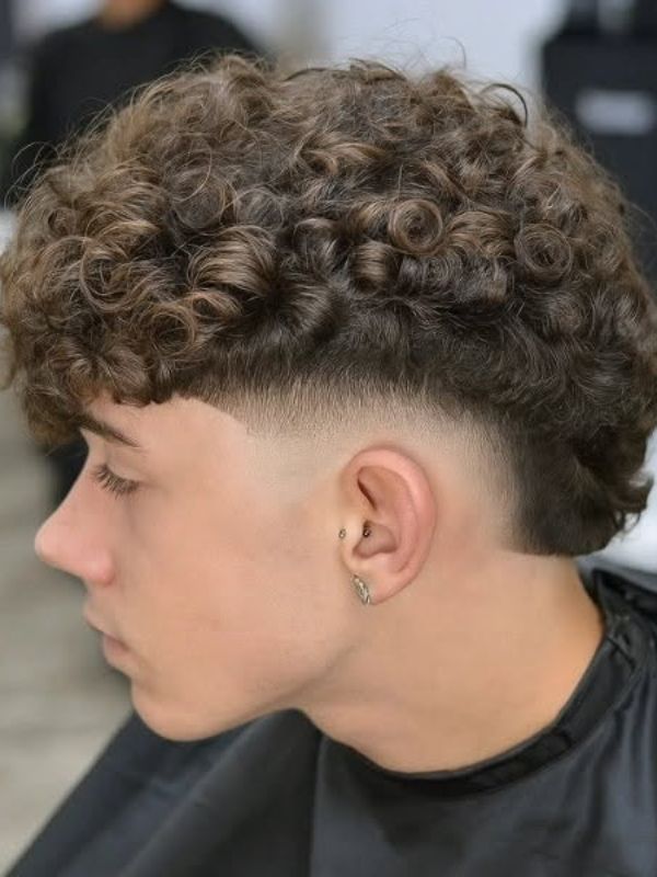 Taper Fade Curly Mullet
