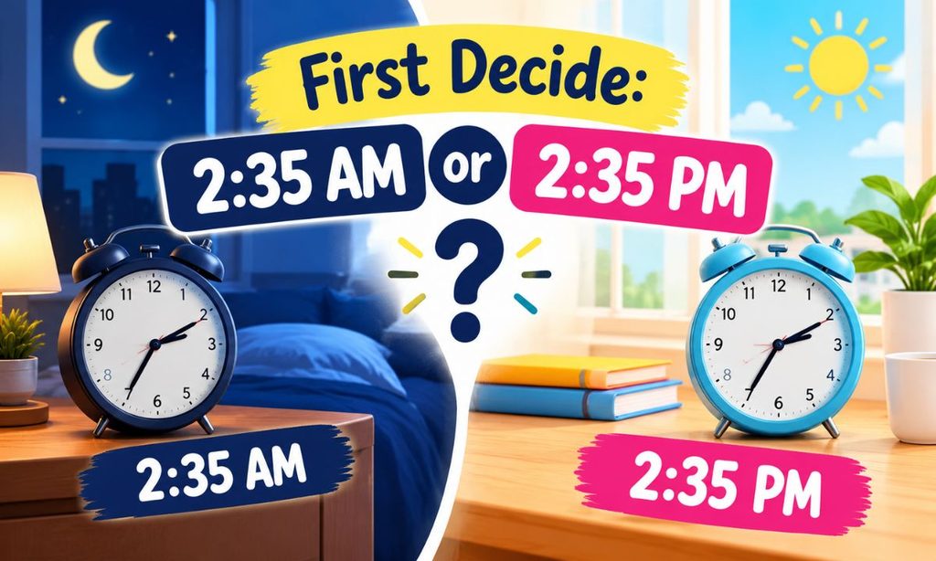 First Decide 235 AM or 235 PM
