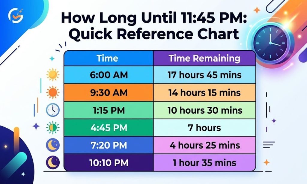 How Long Until 1145 PM Quick Reference Chart