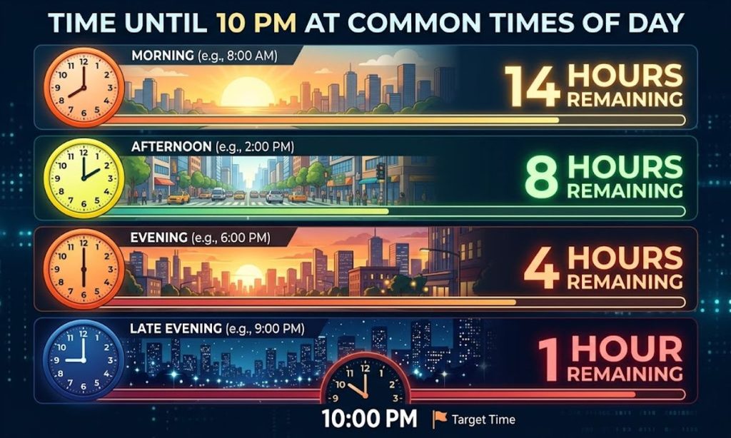 Time Until 10 PM at Common Times of Day